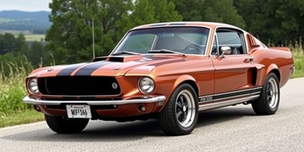 1968 Ford Mustang Shelby GT500KR parked on a road.