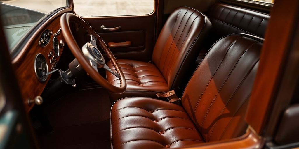 Restored Ford Model T interior with vintage details.